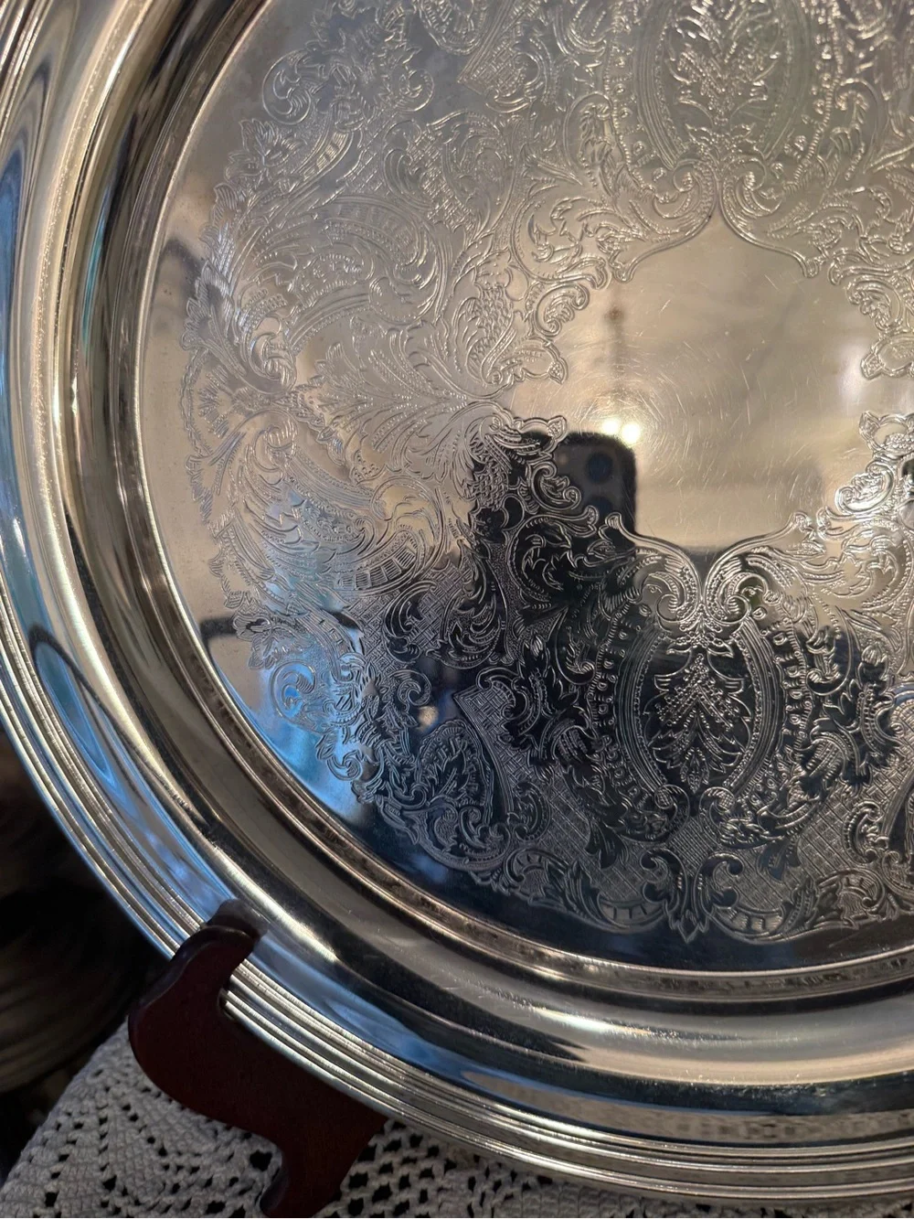 Vtg Oneida USA Silverplate Silver Plate Two Handle Butler’s Tray Heavy 17.75”
